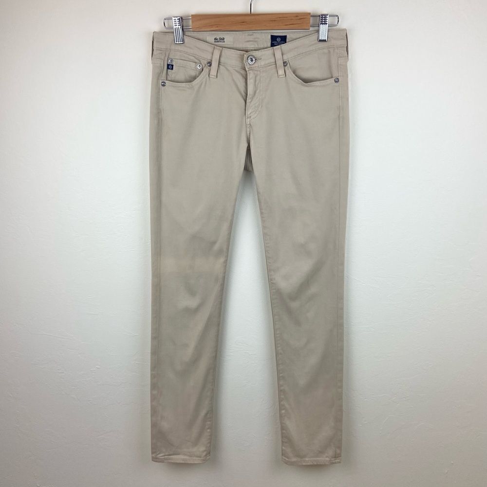 AG ‘The Stilt Cigarette Leg’ Cream Suede Pant